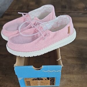 Hey Dude Size 13 Kids Pink Slip-On Canvas Shoes